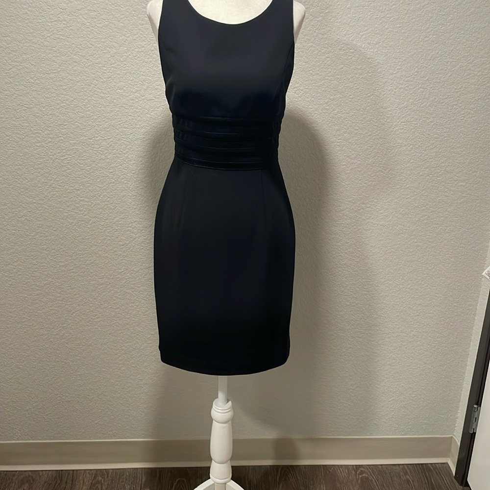 Andrea Polizzi for Rex Lester Sexy Black Sleeveless Dress Satin Back Straps Sz 4